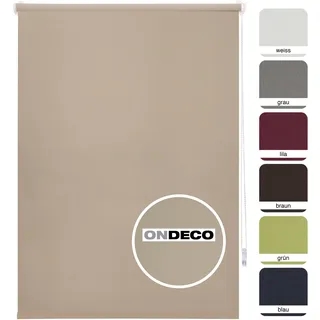 Ondeco Tageslichtrollo Win ohne Bohren Klemmfix lichtdurchlässig und Blickdicht Farbe: Sand, Größe: 120x160 cm