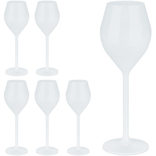 Relaxdays Champagner Gläser Kunststoff, 6er Set, bruchfest & BPA-frei, Mehrweg Sektgläser, 120ml, Champagnerkelche, weiß