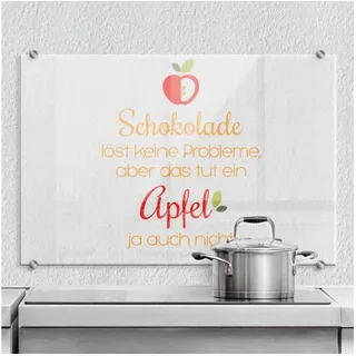 K&L Wall Art Spritzschutz Wandschutz Glas Spritzschutz Küche Schriftzug Schokolade Apfel bunt