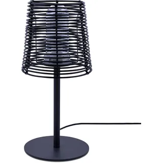 Paco Home - Lampe In- & Outdoor Außenlampe E27 Moderne Rattan Optik Wasserfest Ip44 E27 Anthrazit-schwarz, Tischlampe + Leuchtmittel
