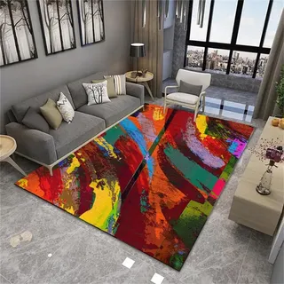 AITROMNI Schallschutz Teppich Wohnzimmer Waschbar Geeignet für Kinderzimmer Bunte Farbschema rutschfest Großer 180X270CM