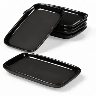 Urban Lifestyle Tapasteller 6er Set, Snackteller & Vorspeisenteller, Schwarz, 15x10 cm