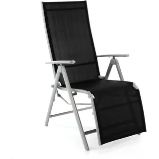 VCM Alu Klappstuhl mit Fußstütze 59 x 59 x 108 cm schwarz