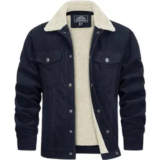 Cordjacke Herren Übergangsjacke Cargojacke Teddyfellkragen L Navy