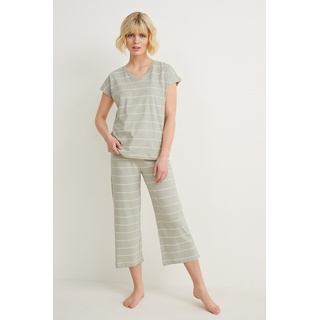Pyjama-gestreift, Grün, XL