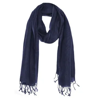 Bovari Schal Leinen Schal für Damen und Herren aus 100% Leinen, - leicht und atmungsaktiv – Sommerschal – Fransen-Schal blau