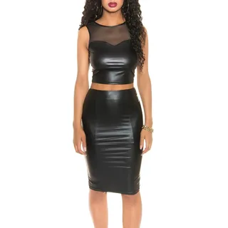 Koucla Party Wet Look Crop Top mit Mesh-Einsatz S - S