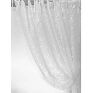 Van Deurs Bestickte Gardine Blütenranke Vögel Store Bindebänder HxB 250x200 cm White