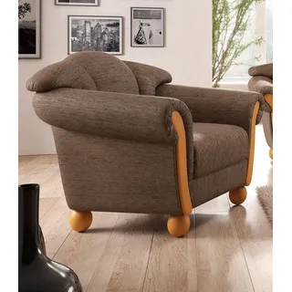 Home affaire Sessel Milano, bequemer Loungesessel, Landhaus-Stil, Holz-Chatosen und -Füße braun