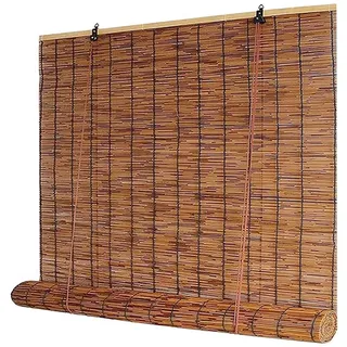 Bambus Rollo Bambusrollo Aussenbereich Innen 60 80 90 100 110 120 150 160cm Retro Bambus Rollo Jalousie Sonnenschutz Jalousien Innen Bambus Raffrollo Wetterfest Für Fenster Türen(Brown)