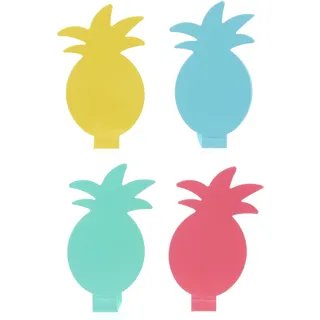 MIK funshopping 4-teiliges Set Tischdeckenklammern Tischtuchhalter aus Metall Tropical (Ananas 4-farbig)