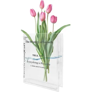 YEJAHY Buchvase, Acryl Blumenvase, Klare Buchvase für Blumen, Transparente Kristall Moderne Vase, Tischdekorationen Mittelstück, für Wohnzimmer, Büro
