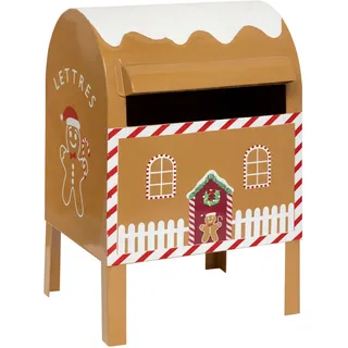 Atmosphera Createur d ́interieur Briefkasten, Gold, Metall, 16x34x20.5 cm, Dekoration, Weihnachtsdekoration
