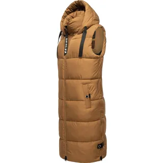 Navahoo Damen ärmellose Lange Outdoor-Weste warme Winterjacke Schnuffelchen Camel Gr. M - M