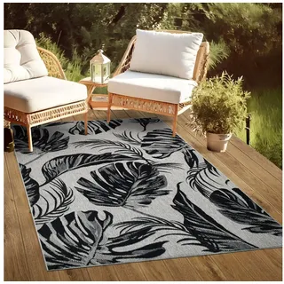 oKu-Tex Monstera Outdoor-Teppich 200 x 290 cm Grau/Schwarz
