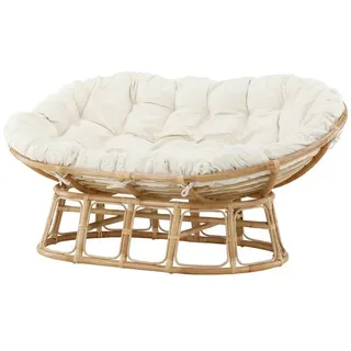 Gardenson Loungesessel, Natur, Weiß, Holz, Textil, Rattan, 165x97x108 cm, Loungemöbel, Loungesessel