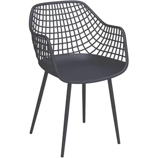 Ambia Garden Gartensessel, Grau, Metall, Kunststoff, konisch, 58x86x55 cm, Bsci, Gartenmöbel, Gartenstühle, Gartenstühle