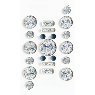 Hermia Concept Geschirr-Set (21-tlg), 6 Personen, Keramik, 21-teiliges Keramik-Set blau|weiß