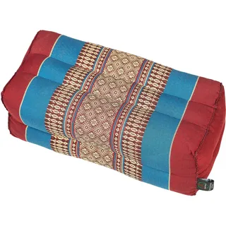 Handelsturm Thai Nackenkissen festes Kissen für Entspannung Massage und Meditation mit Füllung aus Kapok 35x15x10 cm (blau & rot)