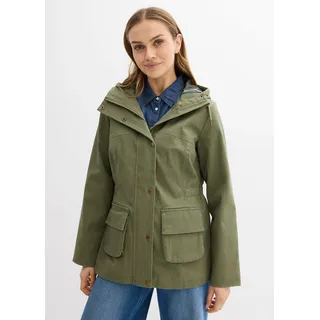 bonprix wasserabweisende Jacke mit Karo-Futter, grün, Gr.46, leichte Jacke mit kariertem Futter, 97% Baumwolle