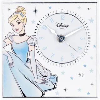 VALENTI & CO. - Disney - Princess Cinderella - Tischuhr oder zum Aufhängen aus Holz mit Details in Silber - Geschenkidee Geburt Mädchen oder Taufgeschenk - Wanduhr Kinderzimmer Mädchen