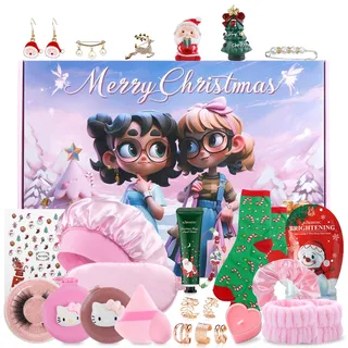 Adventskalender 2025 Beauty Teenager Mädchen, Adventskalender Kosmetik Skincare Schmuck Ohrringe Armband Handmaske Brosche, Weihnachtskalender Geschenke Frauen Damen