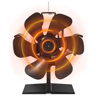Signstek Ofenventilator Kaminventilator Öfen ohne Strom für Kamin Kaminöfen, Kamin Ventilator für Holzöfen (6 Blättern klein)