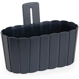 KONZEPT Blumentopf für die Wand aus robustem Kunststoff, Holzleisten-Optik, Indoor, Mit_Stiel, Outdoor, Robuster schwarz 3,3 l