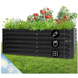 blumfeldt Hochbeet High Grow Straight, Hochbeet Metall Balkon Pflanzkasten Pflanzkübel Blumenkasten 200 cm x 60 cm x 100 cm