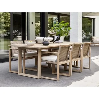 Apple Bee Antigua Dining Set Teak coastal Tisch 240x95cm mit 6 Sesseln