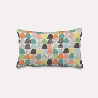 SCHÖNER LEBEN. Dekokissen Kissenhülle wollweiß mit abstrakten Hügeln bunt 40x60cm, made in Germany,handmade bunt|weiß rechteckig | 40 cm x 60 cm