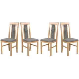 LeafDesign Esszimmerstühle Holz - Esszimmerstuhl 120 kg - Stuhl Buche Massiv - Stühle Esszimmer 4er Set - Holzstuhl - Esstischstühle - Küchenstühle 4er Set- Made in EU- NILO 2 Grandson Aston 6