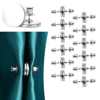 Gardinenhalter Magnetisch,12 Paar Raffhalter Magnetisch Vorhang Magnetischer Verschluss Gewichte für Schlafzimmer Wohnzimmer Esszimmer Badezimmer Büro(Silber)– ohne Nähen, Abnehmbar und Verstellbar
