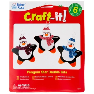 Baker Ross FE836 Pinguin Weihnachtsstern Dekoration Bastelset - Packung mit 6, Bastelt Eure Eigenen Weihnachtsdekorationen, Kugel Dekorationen für Kinder zum Basteln und Aufhängen