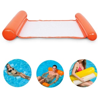 Aufblasbare Wasser-Hängematten-Bettliege, leichtes Schwimmbett, faltbare Liege, Schwimmsessel-Matte (Orange)