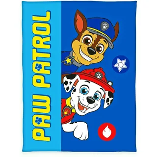 Herding Fleecedecke 130x170cm Paw Patrol Chase Marshall Polizei Feuerwehr Blau Kinder Decke Fleece