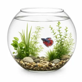 HAPPET Glasfischvase Rund 13 Liter – Klares Fischglas & Kugelvase aus Glas als Aquariumschale und Goldfischglas Deko für Wasserpflanzen, Mini Aquarium, Tischdeko, Bürodeko & Wohnraum