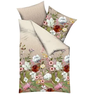 KAEPPEL Mako-Satin Wildblumen Braun 135 x 200 cm + 80 x 80 cm