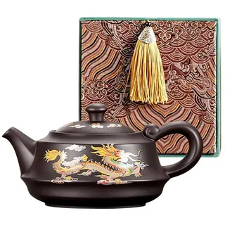 LuxusKollektion Teekanne Teekanne Zisha Farbwechsel Drache Phönix 450ml, (1-St) braun|schwarz 19 cm x 10 cm