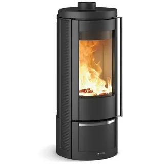 La Nordica Kaminofen Marlena 7,5 kW Holzofen emailliertes Gusseisen Schwarz 130 mm Rauchrohr oben A+ Panoramascheibe Scheibenspülung Bauart 1 215 m3 Raumvolumen 106 x 45 x 50,1 cm