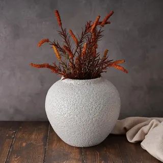 Keramische Blumenvase 19,8 cm mit Bubble-Struktur Rustikal Boho Weiß - Weiß