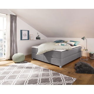 Boxbett INOSIGN "Alexis" Komplettbetten Gr. Struktur fein, Liegefläche B/L: 180 cm x 220 cm, Gewicht bis: 80 kg H2, Bonnell-Federkernmatratze, grau (hellgrau) Inosign ohne Kopfteil - ideal für Räume mit Dachschrägen; in 4 Breiten