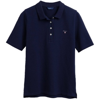 GANT Damen Poloshirt - ORIGINAL PIQUE, Halbarm, Knopfleiste, Logo, einfarbig Blau XS