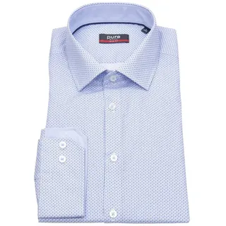 Pure Langarmhemd Slim Fit stark tailliert Kentkragen blau S