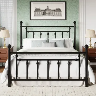 MUTICOR Metallbett 140x200 cm mit Kopf- und Fußteil, Stauraum, Schwarz | Stahlrahmen, Zeitloses Design, Geräuscharm, Unterbett-Stauraum, 363 kg Belastbarkeit, Einfache Montage