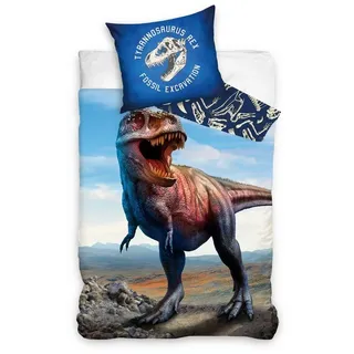 Carbotex Bettwäsche Dinosaurier Dinosaur Dino Bettwäsche 135 x 200 cm