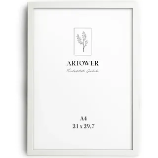 Artower® Bilderrahmen für DIN A4 21 x 30 cm Weiß Holz Dünner Rahmen | Posterrahmen Groß für Collage | Picture Frame White Wood 21 x 29,7cm | Holzbilderrahmen Poster Rahmen Echtholz