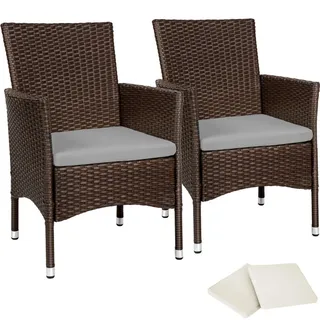 Tectake Rattansessel 57 x 59 x 85 cm 2 St. inkl. Sitzbezüge 4 St. braun/beige
