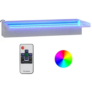 vidaXL Wasserfall Wasserfall-Element mit RGB LEDs Edelstahl 45 cm