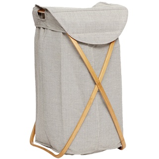 Hübsch moderner Wäschekorb aus grauem Stoff mit Bambus-Gestell